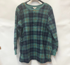 Style &amp; Co Women XXL Dusty Green Plaid Sherpa Tunic Pullover Sweatshirt ... - €21,26 EUR