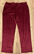 Croft &amp; Barrow The Lush Velour Pant Straight Leg Mid Rise Pull On Red Si... - $34.00