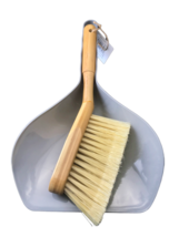 Natural Bamboo Brush and Gray Dustpan Set Ideal for Household Cleaning, ... - £7.78 GBP