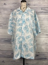 Saddlebred Button Front Shirt Mens XL Crinkle Texture Pineapple Short Sleeve - £10.59 GBP