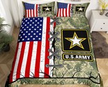 American Flag Comforter Cover Twin For Adult Boys Army Green Camo Beddin... - $50.99