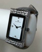 NEW Tavan 10037 Women&#39;s Sela Swarovski Accented Rectangle Silver Case Grey Watch - £25.49 GBP