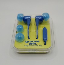 ELECTRONICS Groove Onn Blue earbuds headphones with Microphone w/ 3 tips NEW - £4.74 GBP