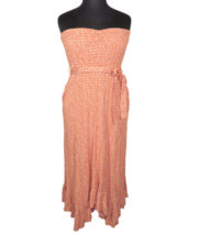 A Beautiful Soul Arula Women&#39;s Orange Geo Smocked Strapless Maxi Dress Plus 1X - £31.49 GBP