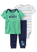 Carters Preemie Boys Little Monster Outfit 3 Pieces Shirt Pants Size P S... - $376.54 MXN