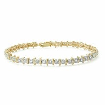 0.75Ct Round Cut Moissanite Solid 14k Yellow Gold Plated Tennis Bracelet 7&quot; inch - £118.18 GBP