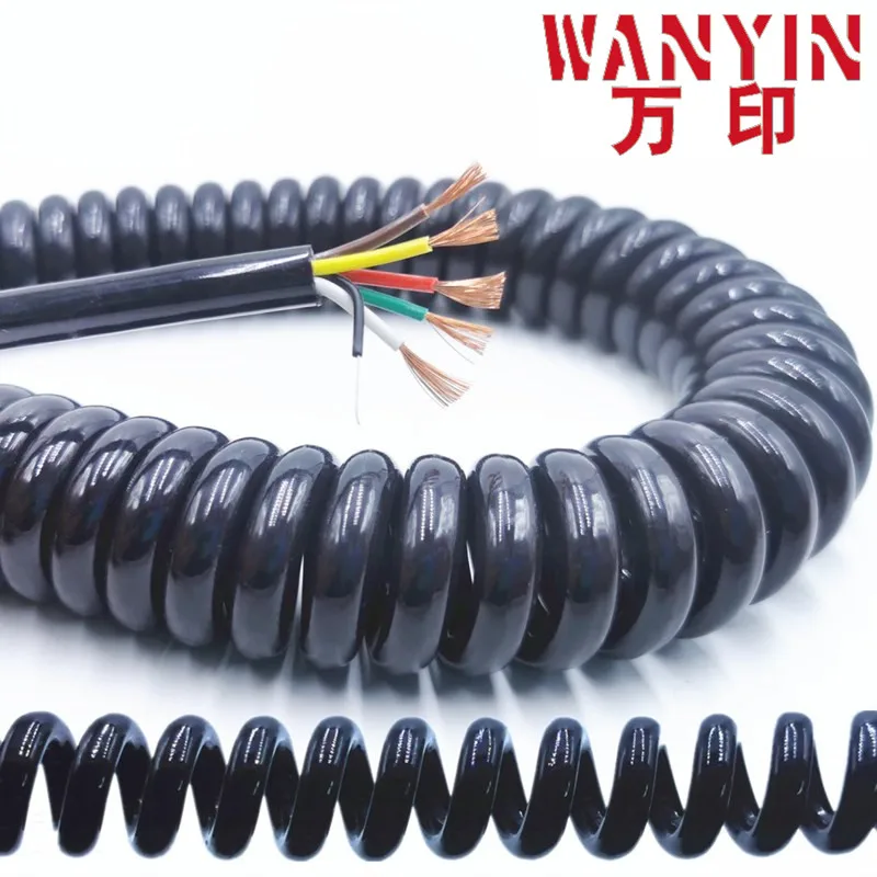 House Home High quality spring spiral cable 2 core-3-4-5-6-8-9-10-12 core black  - $26.00