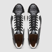 Lyon II Genuine Ostrich and Calfskin Fashion Sneaker Black / White image 4