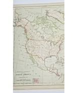 Antique 1877 Color Lithograph MAP OF NORTH AMERICA 12&quot; x 9&quot; Steinwehr  - £7.07 GBP