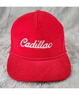 Calhead Cadillac Trucker Hat Red Distressed Corduroy Adjustable 80s Vint... - £39.70 GBP