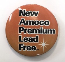 Vintage &quot;New Amoco Premium Lead Free&quot; Pin Pinback Button 2.25&quot; Gas Oil - £11.00 GBP