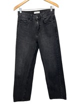 MNG Womens High-Waisted Black Washed Straight-Leg Denim Jeans Size 4 - $18.80