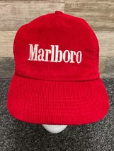 Marlboro Miles Promo Red Corduroy Snapback Hat Cap ~ Vintage 1990&#39;s - £61.18 GBP