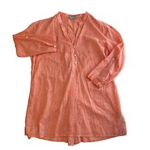 Columbia Orange Peach 3/4 Sleeve Cotton Tunic Blouse Cover Up Womens Large - £15.94 GBP