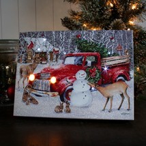 Christmas Truck led Lighted Tabletop Canvas Print image 2