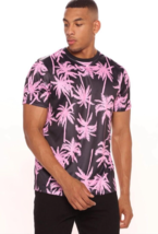 NEW Palms Swaying Good Vibes Men&#39;s Size Medium Short Sleeve Tee Black Pink - $18.99