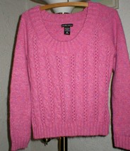 NEW YORK &amp; CO WOMEN MAUVE/PINK CABLE KNIT WOOL BLEND SWEATER MEDIUM EUC - $7.72