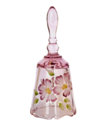 Fenton Pink Bell Hand painted Pink Floral and Signed - $100.84 CAD