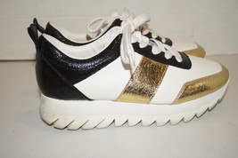 Zara Trafaluc glitter sneakers white gold black 2732 - £31.18 GBP