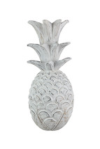 15.5 Inch White Pineapple Hanging Wall Art Carved Wood Sculpture Home Decor - $29.69