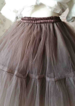 Brown Puffy Tulle Midi Skirt Women A-line Plus Size Puffy Tulle Tutu Skirt image 6