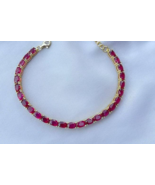 14K Lab Ruby Tennis Bracelet Silver Gold Anniversary Wedding Women Men M... - $217.46 CAD+