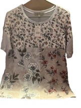 Absolutely Famous Women Large Blue/flower Print Top - £26.56 GBP