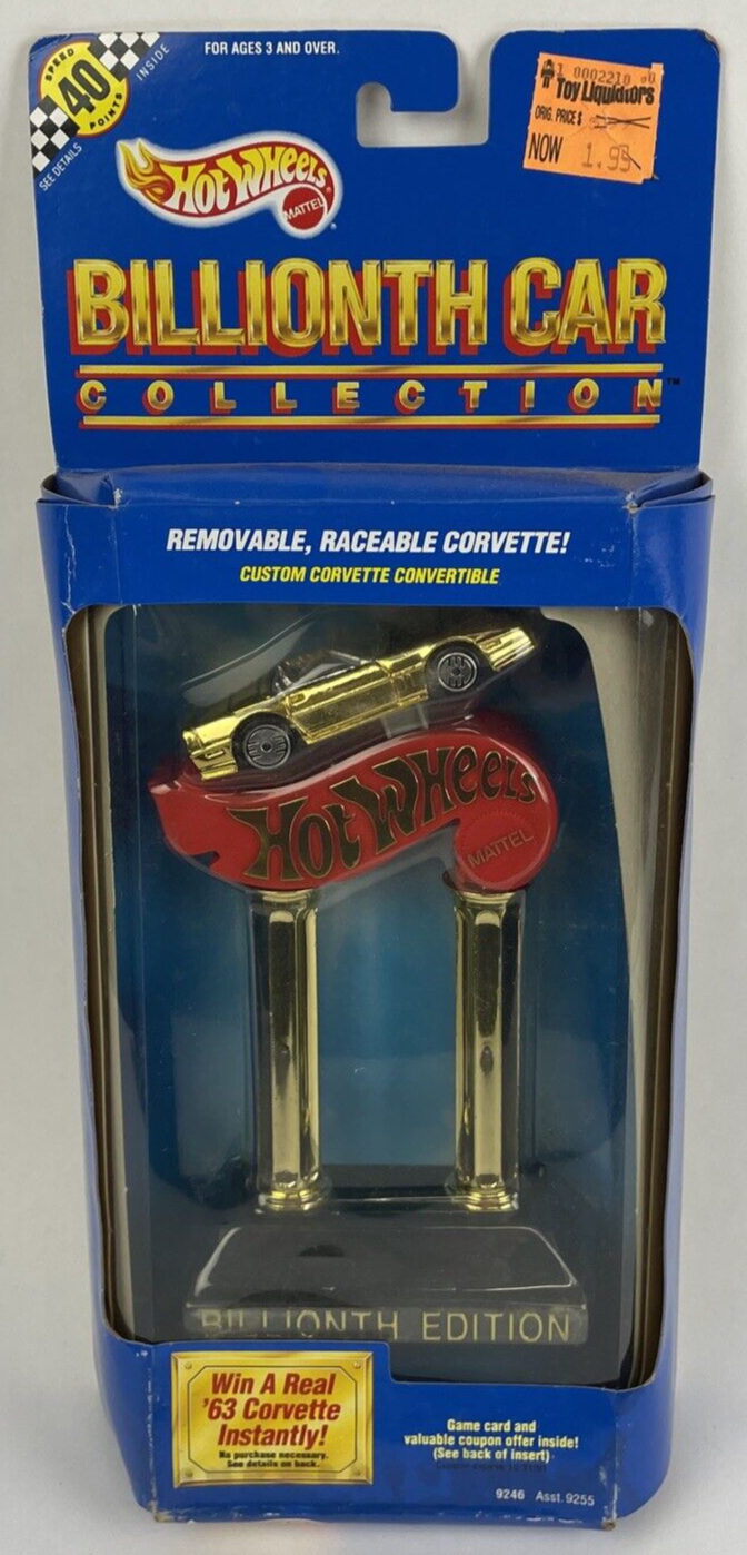 Mattel Hot Wheels Billionth Edition Stand and 1988 Gold Corvette New Old Stock - £15.54 GBP