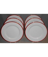 Crate & Barrel RED & GOLD Trim Set (6) Dinners - £71.00 GBP