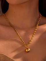 18K Gold-Plated Stainless Steel Necklace with Sphere Pendant - $18.44
