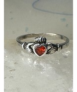 Claddagh ring size 5 CZ red solid  sterling silver St Patrick's Day girl women - $4.95