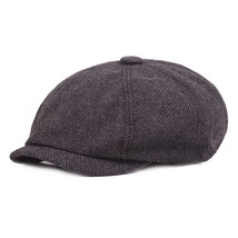 Men Beret Vintage Herringbone Gatsby Tweed Peaky Blinders Hat Newsboy Beret Hat  - £112.25 GBP