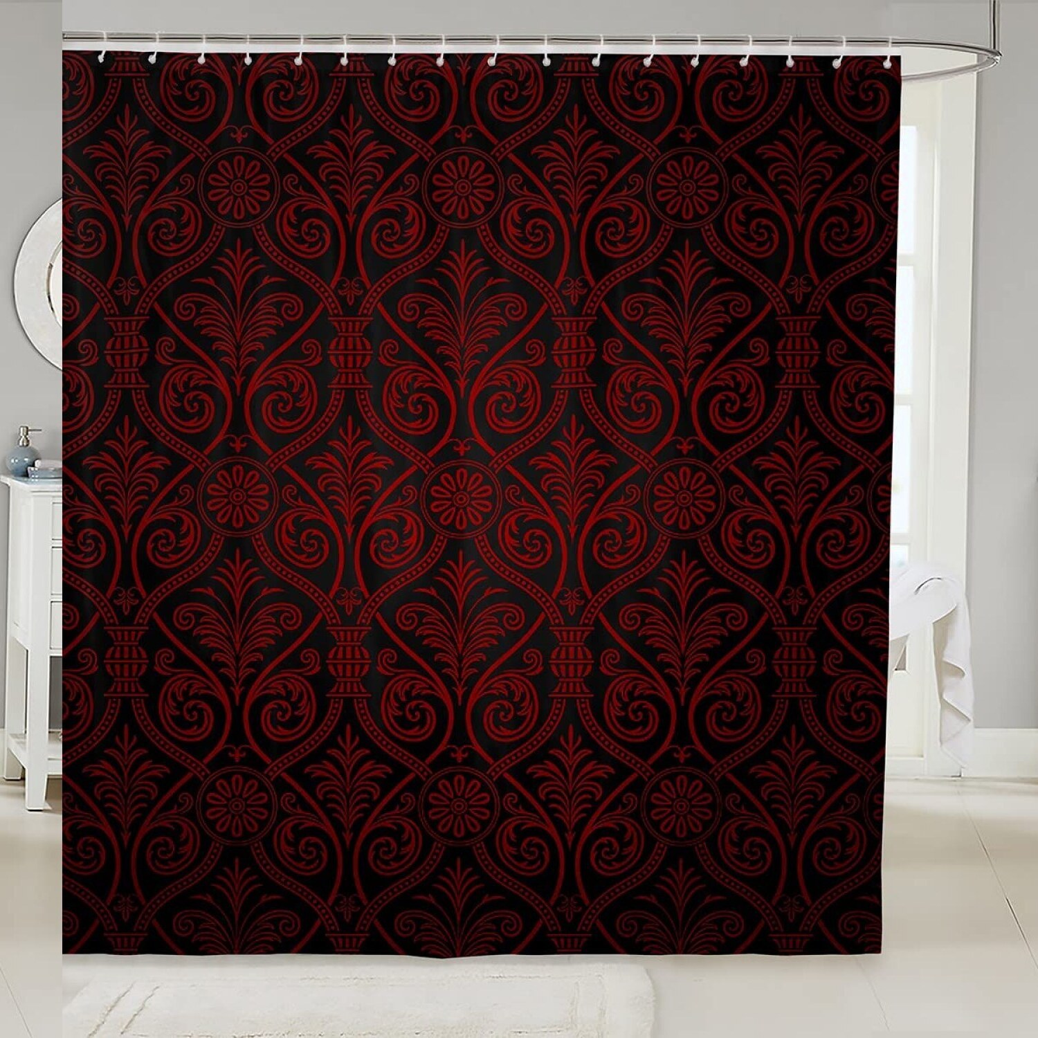 Red Black Ombre Gothic Shower Curtain 72x72 for Boys Bathroom - $52.46