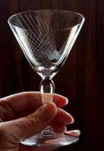 Javit Moonbeam Cut Crystal Cordial Wine Goblet MCM Dots Lines Comet Patt... - $12.80