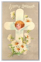 Joyous Easter Floral Greetings Cross Daisies Embossed UNP DB Postcard H29 - £3.12 GBP