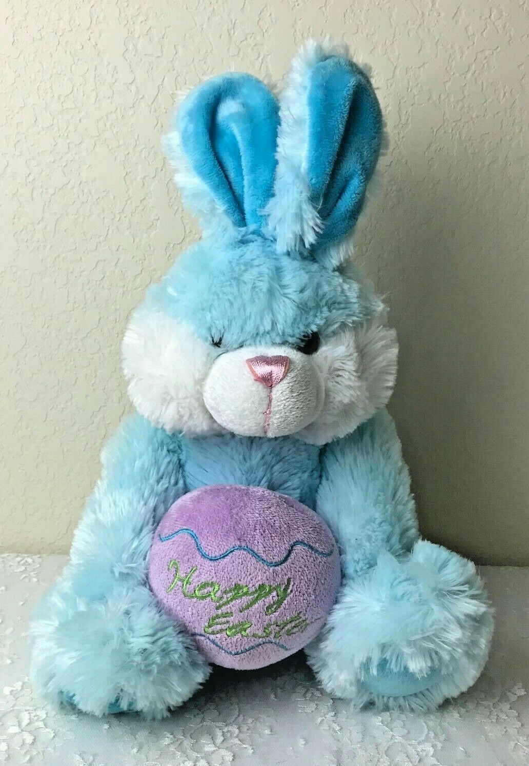 Dan Dee Collector's Choice 2010 Happy Easter Plush Bunny Blue 14" Sitting - $20.66