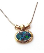 Gorgeous Crushed Black Opal Sterling Silver Slide Charm Pendant with Nec... - £114.39 GBP