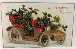 Rare 1908 Christmas Poinsettias Flowers Postcard Antique Embossed German posted - £14.80 GBP