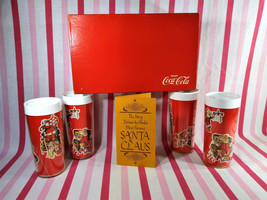 Fantastic 1960&#39;s Coca Cola Sundblom Santa Thermal 4pc Insulated Tumblers + Box! - £29.90 GBP