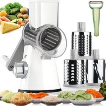 Rotary Cheese Grater Shredder 3 Interchangeable Stainless Steel Drum Bla... - £36.49 GBP