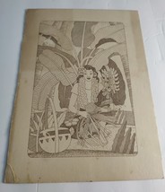 S.S. Matsonia Matson Lines Menu Cover 1950&#39;s Ti Leaf Skirt Making - £15.82 GBP