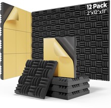 Twelve Soundproof Foam Panels With Self-Adhesive, Measuring 12&quot; X 11&quot; X 2&quot;, - £35.08 GBP