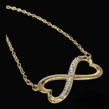 JCM Infinity Rhinestone Pendant Chain Necklace Gold Plate 925 Silver Vermeil - £23.94 GBP