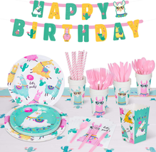 Llama Birthday Party Supplies Serves 16 138 PCS, Llama Party Decorations for Gir - £27.04 GBP