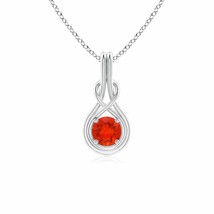 ANGARA 5mm Natural Fire Opal Solitaire Infinity Knot Pendant Necklace in Silver - £132.10 GBP+