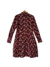BANANA REPUBLIC Womens Dress Maroon Floral Print Button Up Long Sleeve S... - £13.00 GBP