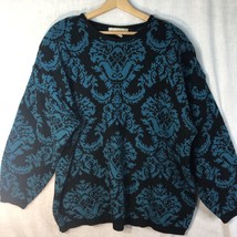 Venezia Size 22/24 Black Teal Floral Pullover Sweater Detachable Shoulde... - £19.45 GBP