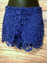 Anthropologie Pins And Needles Womens Sz 0 Embroidered Lacy Blue Shorts - £26.00 GBP