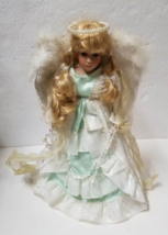 17&quot; Angel with Feather Wings Dan Dee Collector&#39;s Choice Halo Blonde Green Dress - £9.56 GBP