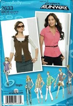 Simplicity Sewing Pattern 2633 Shirt Vest PROJECT RUNWAY Misses Size 4-12 - $9.74